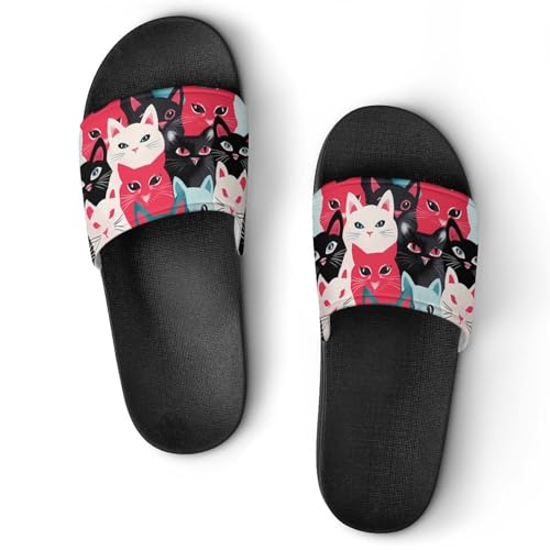 Cute Cats Pattern House Sandals Non-Slip Bathroom Slippers Beach Summer Shoes for Men Women