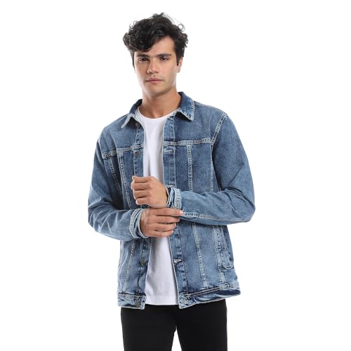 Andora mens Full Buttoned Casual Denim - Meduim Blue Jacket,...