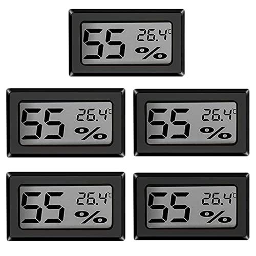 Delamiya Mini LCD Digital Thermometer Hygrometer, 5 Stück Digital Temperaturmesser Feuchtigkeitsmesser Innen, Tragbares Luftfeuchtigkeitsmesser, Raumthermometer mit Hohen Genauigkeit für Heim Büro Cover