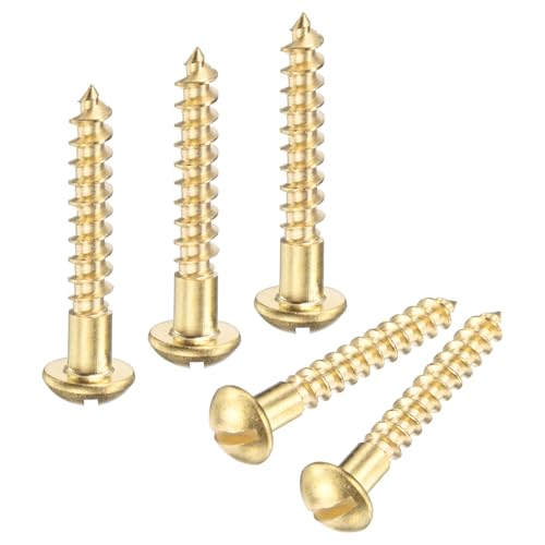 M METERXITY 20-Pack Wood Screws, M4 x 27mm Brass Slotted Round Head Self-Tapping Screw Indoor Fasteners for Woodworking/Furniture Repair/Industry/Gardening/DIY Crafts Decorative Screws