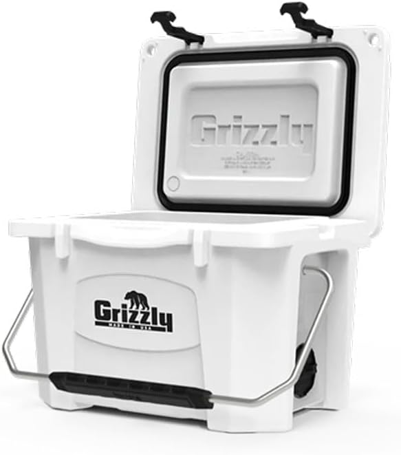 Grizzly 20 Cooler | 20 qt Ice Chest Durable Rotomolded Insulated | Made in USA | Warranty for Life | For Beach Boat Camping Fishing Hunting | G20