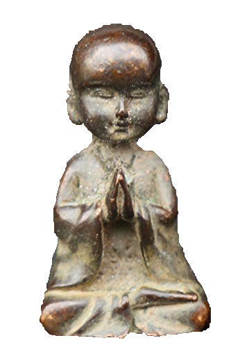 Statue Bouddhiste en Bronze Chine : Pièce d'Art Exquise Moine Za-Zen