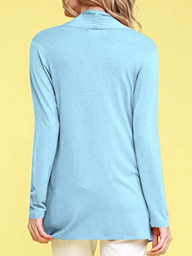 Image of Lock and Love Women's Draped Front Open Asymmetrical Cardigan - Casual Long Sleeve Lightweight Duster