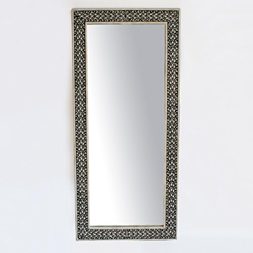 Inlay Black Floral Full-Length Mirror