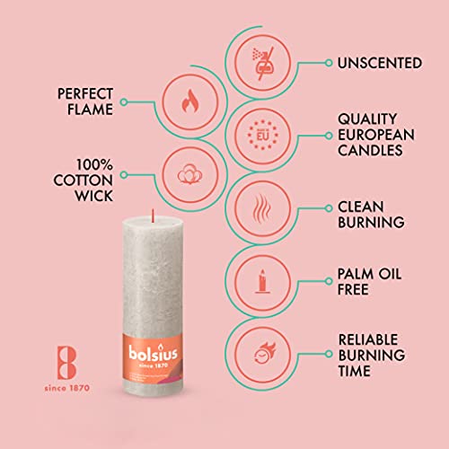 Bolsius 4 Pack Gray Rustic Pillar Candles - 2.75 X 7.5 Inches - Premium European Quality - Natural Eco-Friendly Plant-Based Wax - Unscented Dripless Smokeless 85 Hour Party Décor And Wedding Candles #TOP24