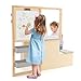 Costzon Easel for Kids, Wooden Art Center with Double-Sided Blackboard & Whiteboard, Paper Roll for Drawing, Crafts, Writing, Toddler Activity Table with Storage, Kids Table and Chair Set (Grey)