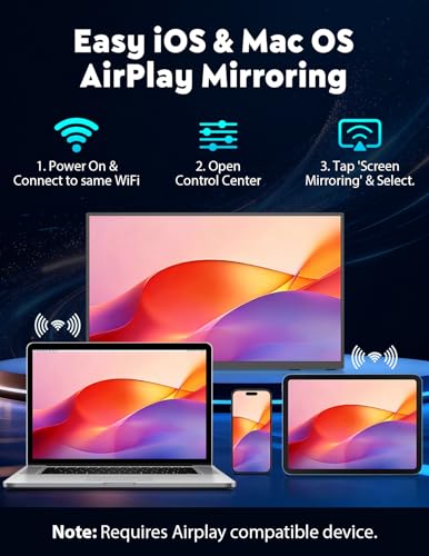 Image of 18.5 inch True Wireless Portable Monitor, 1080P FHD, 10000mAh Battery, Wireless Screen Mirroring (AirPlay /Miracast), Auto Rotation for Phone /Tablet, USB‑C & Mini HDMI, VESA, Protective Sleeve Included