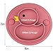 Linowos Baby Divided Plate Placemat Silicone- Portable Non Slip Child Feeding Suction Plate for Children Babies and Kids BPA Free Baby Dinner Plate Microwave Dishwasher Safe (Duck-Blush)