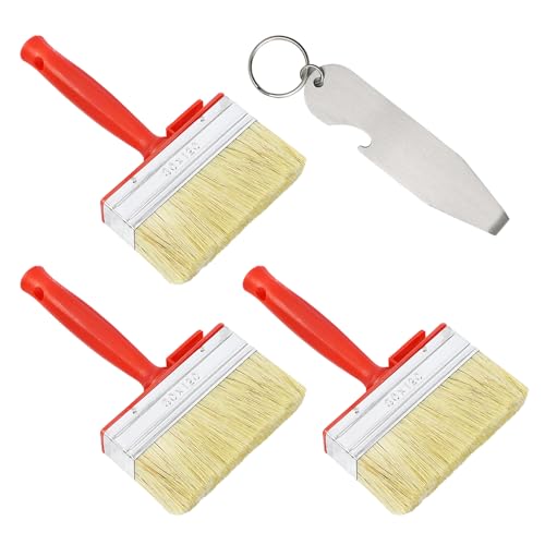 Juego de 3 pinceles de pintura fijos, con 1 abrelatas, kit de herramientas de pintura de pared, herramientas de decoración industrial, adecuado para pintura, revestimiento, paredes, madera, muebles