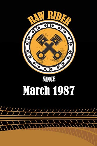 Raw Rider Since March 1987: Initial Raw Rider Since March 1987 Notebook for Motorcycle Rider, Black & Yellow 6 x 9 with 120 pages Soft Matte Cover image 3