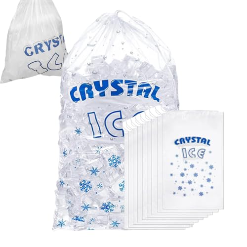 Bolsas para almacenamiento de hielo – Bolsa de almacenamiento de hielo con cordón | Bolsas de glaseado resistentes | 100 piezas de almacenamiento portátiles para congelador con cordón para entrega de