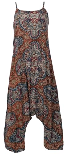 GURU SHOP Boho Jumpsuit, Sommer Pluderhose Overall, Aladin Hosenkleid - Rostbraun, Damen, Synthetisch