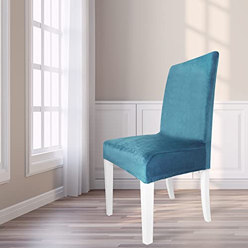 Goodtou Velvet Dining Room Chair Covers Stretch Dining Chair Slipcovers (Peacock Blue, Set Of 4) #TOP7