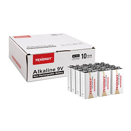 Tenergy Batería alcalina 6LR61 de 9 V, batería no recargable para alarmas de humo, pastillas de guitarra, micrófonos y más, paquete de 240
