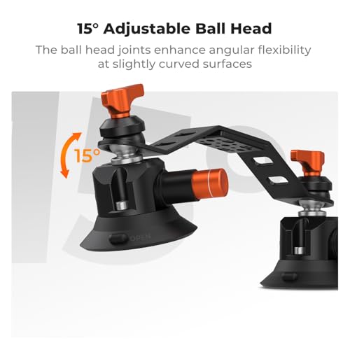 Image of K&F CONCEPT 3 inch Dual Suction Cup Mount Sets for Camera with 360 Ball Head Heavy Duty Camera Mount for Car Windshield, Hood, Side Panel Compatible with GoPro, DJI, Insta360, DSLRs, Phone
