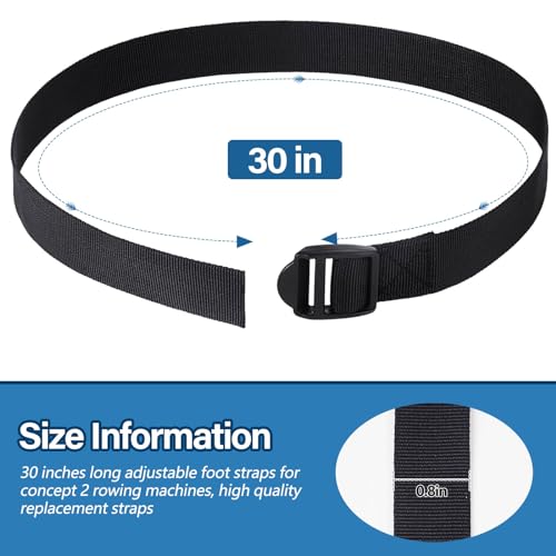 Seenelling Rowing Machine Adjustable Foot Straps Compatible With Concept 2 Rower Fitness, 4 Pack Replacement Reusable Straps