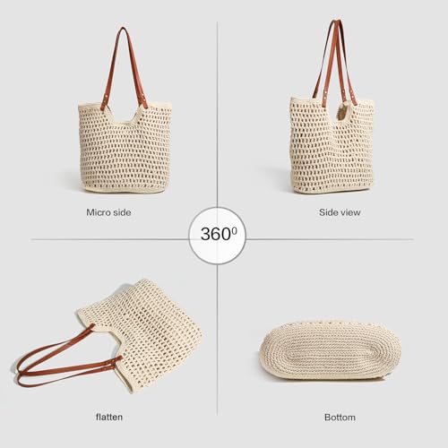 Bolso de playa tejido boho con forro impermeable para verano miniatura 5