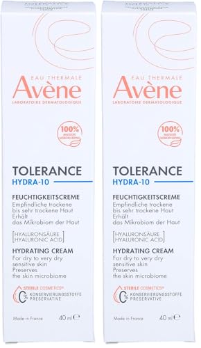 Avène Tolerance Hydra-10 - Crema idratante per pelli sensibili, secche e molto secche, 40 ml (Confezione da 2)