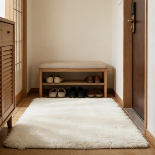 Tapis de canapé blanc antidérapant pour un salon moderne et chaleureux en hiver - 2