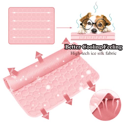 Dog Self Cooling Mat Pet Washable Summer Pads Blanket Hot Weather Sleeping Kennel Mat,Ice Silk Sleep Mat Pad Non-Toxic Breathable Sleep Bed For Large Dogs Cats No Water 27.5 X 39.4 Inches,Pink #TOP1