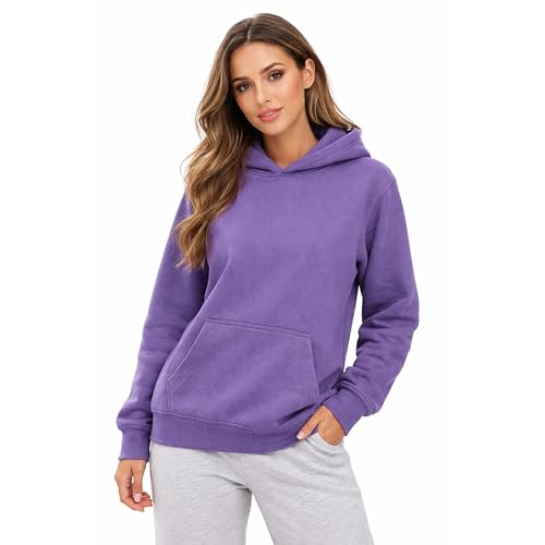 Image of The Fancy Dress Hoodies for Men & Women UK - Unisex Plain Pullover Hooded Sweatshirt Long Sleeve Inside Fleece Hoodie Top for Gym Work Running, Lavender, S