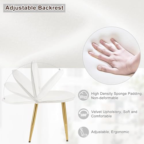 WOLTU Set Tocador con Espejo LED 3 Temperaturas, Taburete de Terciopelo, 3 Cajones de Madera Maciza, 100×40×122 cm, Mesa de Maquillaje Moderna Blanco Champán - imagen 6