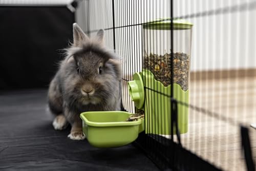 Kerbl Pet Futterspender, 1000 ml, grün/transparent, 11x20x20 cm, Kaninchenfutterspender, Hasenfutterspender, Kunststoff, Kaninchen, Hasen