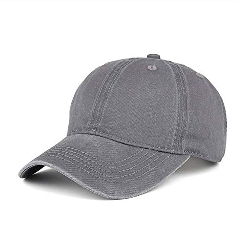 WINCAN Washed Dyed Cotton Twill Low Profile Adjustable Baseball Cap Denim 6 Panel Stitch Baseball Hat (Grey) [Apparel]