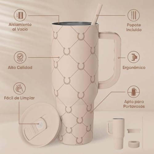 Image of SANDJEST Horse Tumbler with Handle, Insulated Cup Stainless Steel Travel Mug Cup, Gifts for Women Girl, Equestrian Gift for Birthday Christmas, 40oz