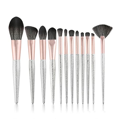KNOWBN Makeup Brush Set Of 12 Silver Frosted Full Set Of Blush Brush Beauty Tools Repair Highlighting