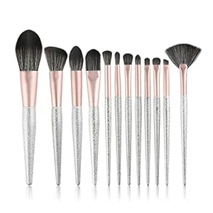MADALIAN Makeup Brush Set Of 12 Silver Frosted Full Set Of Blush Brush Beauty Tools Repair Highlighting