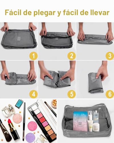 Miniatura 6 de Billybath Organizador De Maletas, 8 En 1, Bolsas De Equipaje De Viaje,Para Zapatos,Ropa Interior,Cosméticos Gris