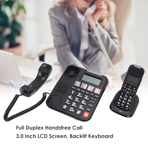 Sistema telefónico con cable y portátil, pantalla 3 pulg miniatura 2