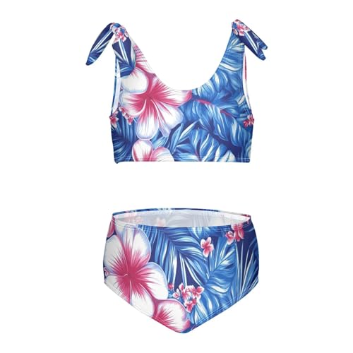 KLL Baseball Blue Stripe Girls' Two Pieces Bikini Set Scoop Neck Bathing Suit Swimming Suits Cute Shoulder Strap