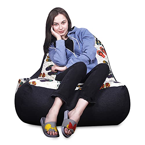 Image of Style Homez Urban Design Denim Canvas Abstract Printed Bean Bag XXL Size Filled with Beans Fillersr