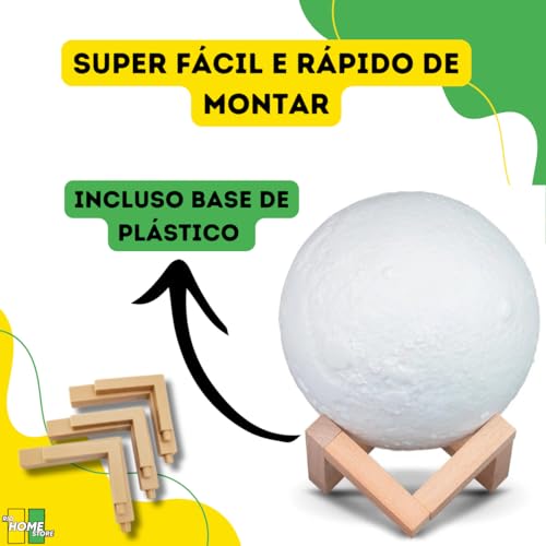 Luminária De Lua Cheia 3d Led Abajur Decoração Realista Com Base Sem Fio Monocromática