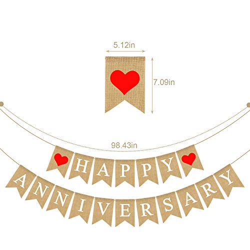 Jute Burlap Happy Anniversary Banner Party Bunting Garland Decoration Supply #TOP1