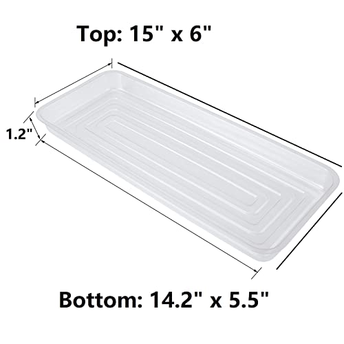 Idyllize Rectangular 5 Pieces Of 15 By 6 Inch Clear Thick Plastic Heavy Duty Sturdy Plant Saucer Drip Trays For Pots thumb #1
