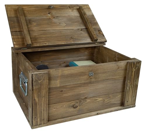 Kistenkolli Altes Land Truhe Hugo in verschiedenen Farben mit Deckel 50x36x26cm Aufbewahrungskiste Spielzeugkiste Dekorationskiste (braun)