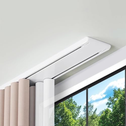 Heavy-Duty Aluminum Curtain Track System, Double Sliding Rails for Curtains, Ceiling-Mounted Room Divider for Bedroom, Living Room, Hospital - 3M Black