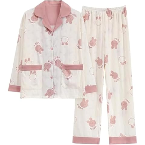 REWANGOING 2 Pcs Big Girl Teens Pajamas Outfits Long Sleeve Button Down Top+ Sleepwear Pant Soft Loungewear Pjs Lounge Set Cover