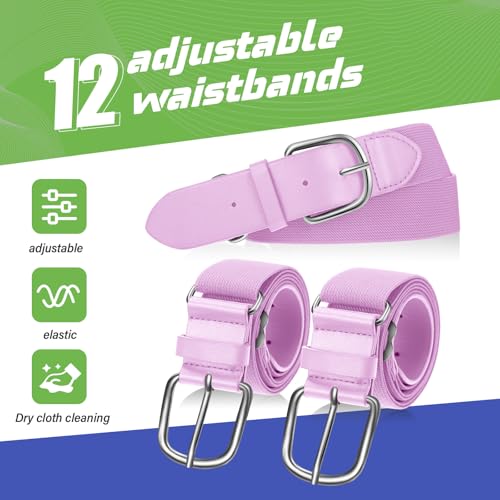 Hercicy 12 peças de cintos de beisebol de softball, para adultos e jovens, ajustáveis, rosa, Youth S