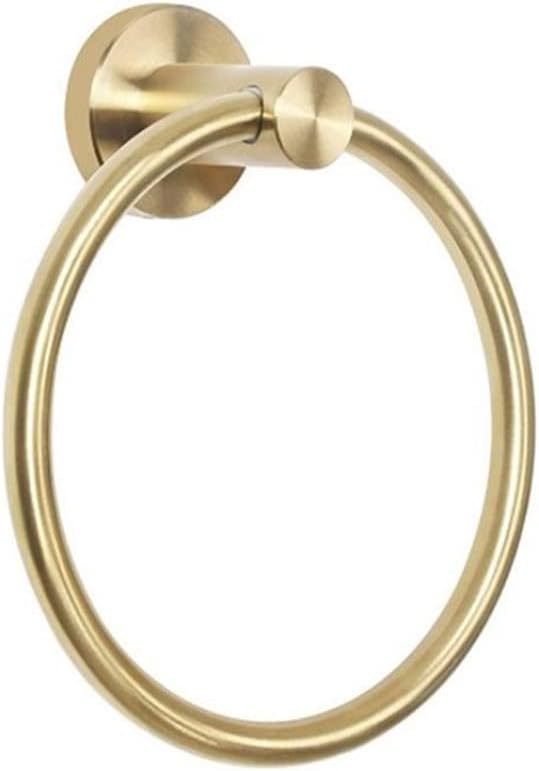 LSLYTQ Gold Stainless Steel Towel Holder, Bathroom Wall Mounted Round Towel Rings, Towel Rack, Kitchen Storage Accessories
