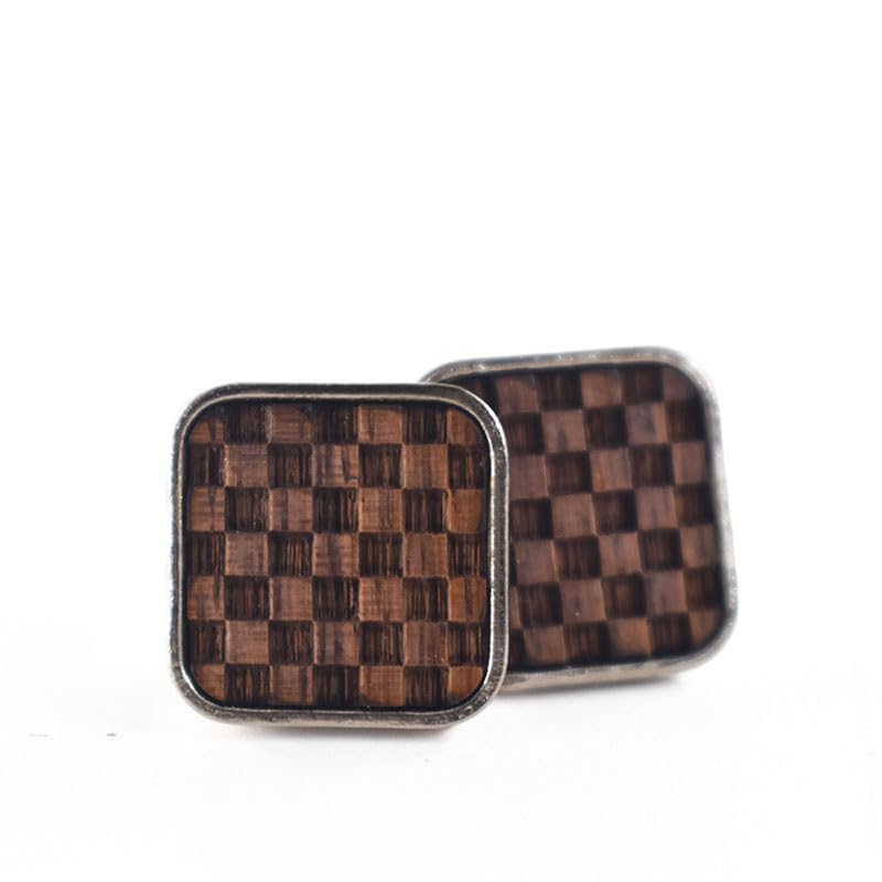 Mancuernillas cuadradas redondeadas de madera nogal negro 16x16mm miniatura 6