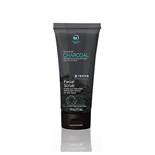 Nature’s Beauty Activated Charcoal Facial Scrub, Made in USA, Detoxifying Natural Exfoliator with Citrus Scent, Revives and Refines Skin, Charcoal from Coconut Shell, For Men and Women - 6 fl oz