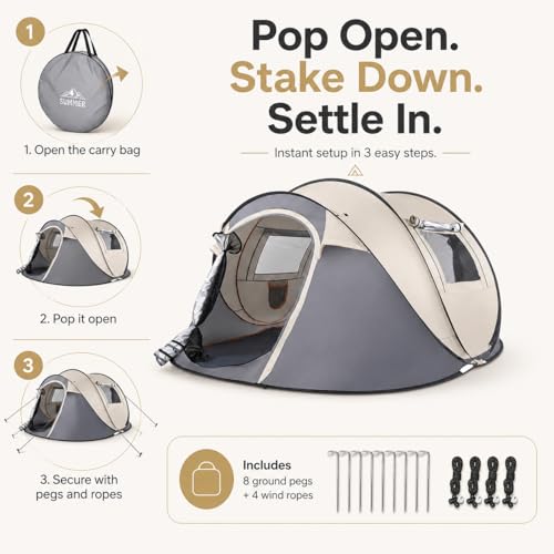 Carpa camping pop up para 4 personas, impermeable miniatura 4