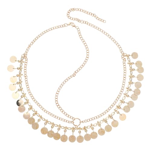 Nogeqi Bijoux de tête en or, costume de devineresse, tenue de festival pour femmes, chaîne de cheveux à franges dorées et paillettes style bohème avec...