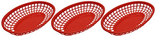 Set of 12 Red Oval Fast Food / Deli Baskets, 9.25 by 5.67-Inch, Red (12)