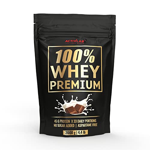 ACTIVLAB 100% WHEY PREMIUM - Hochwertiges Whey-Protein-Nahrungsmittel für schnelle Regeneration und Muskelaufbau; 2000g - 66 Portionen; Enthält 75g Eiweiß pro 100g Produkt - Milchschokolade