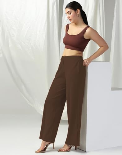 Image of Selvia Women's Lycra Straight Korean Style Trouser, Regular Fit Casual Pants